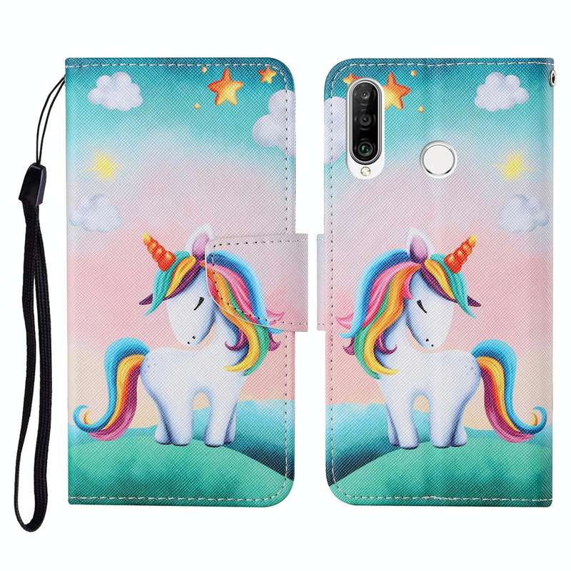 For Huawei P30 lite Colored Drawing Pattern Horizontal Flip Leather Case with Holder & Card Slots...
