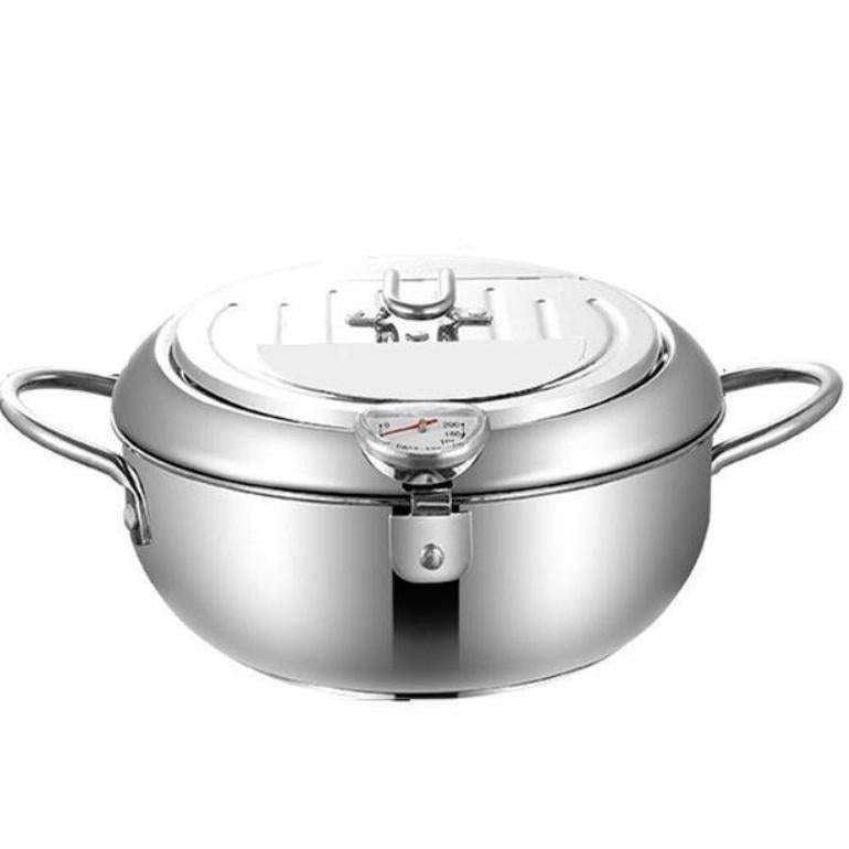 304 Stainless Steel Fryer Pot Household Temperature-controlled Multifunctional Thickening Pot, Si...
