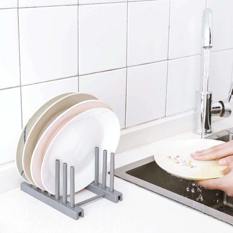 3 PCS Multi-function Kitchen Removable Plastic House Dish Rack Shelves, Random Color Delivery