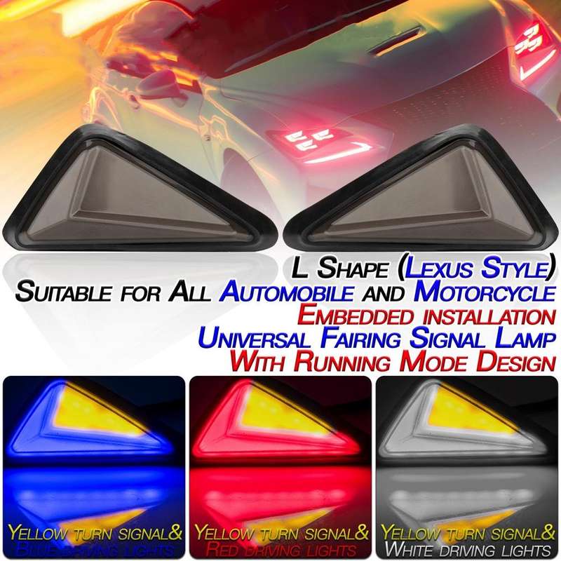 2 PCS KC051 Motorcycle Fairing Embedded LED Turn Signal Light(Yellow + White Light)