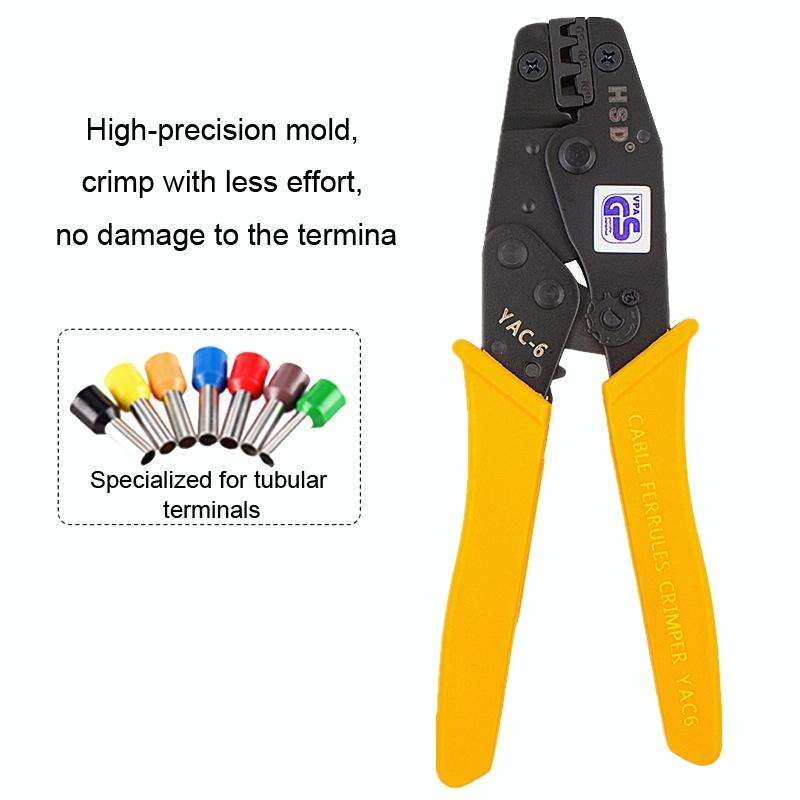 HSD YAC-5 Pressure 0.5-6mm Square Ratchet Crimping Plier European Tube And Pin Terminal Crimping ...