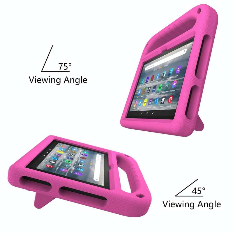 For Amazon Fire 7 2022 Handle EVA Shockproof Tablet Case with Triangle Holder(Rose Red)