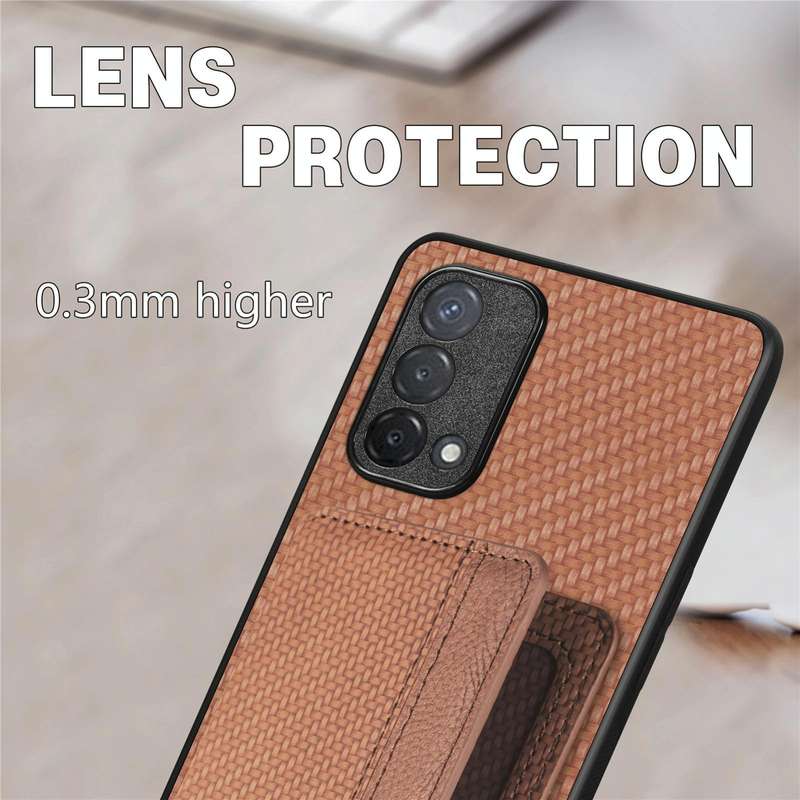 For OPPO A74 5G Carbon Fiber Magnetic Card Bag Phone Case(Green)