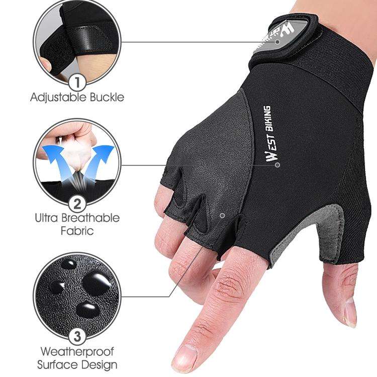 WEST BIKING YP0211210 Mountain Cycling Gloves Half Finger Breathable Anti-Slip Gloves Riding Equi...