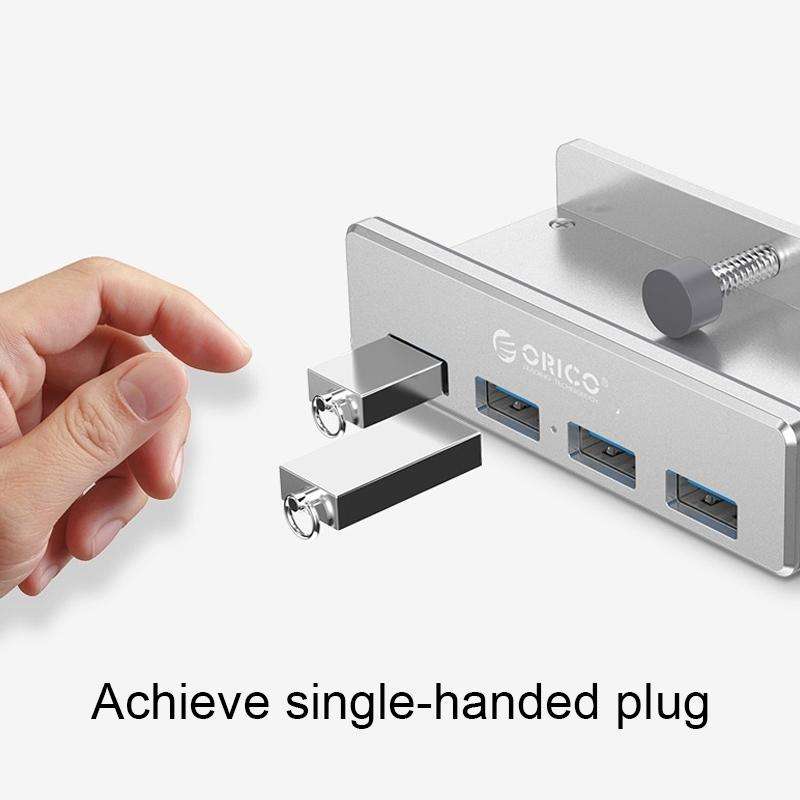 ORICO MH4PU Aluminum Alloy 4 Ports USB 3.0 Clip-type HUB with 1m USB Cable, Clip Width Range: 10-...