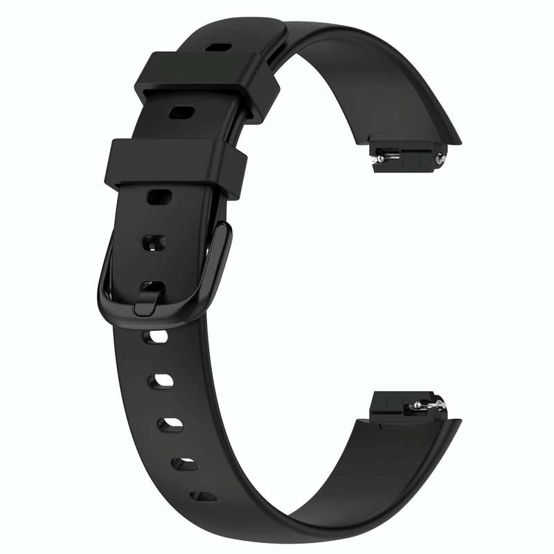 For Fitbit Inspire 3 Solid Color Silicone Watch Band, Size:L(Black)