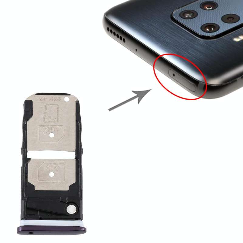 SIM Card Tray + SIM Card Tray / Micro SD Card Tray for Motorola One Zoom (Purple)
