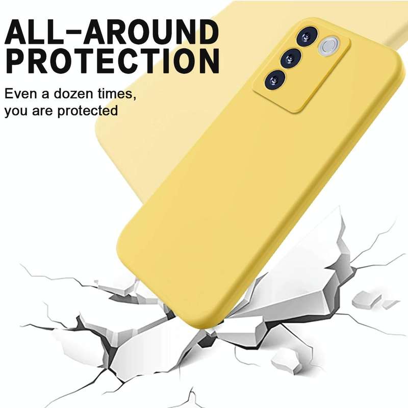 For vivo V27e / S16e Pure Color Liquid Silicone Shockproof Phone Case(Yellow)