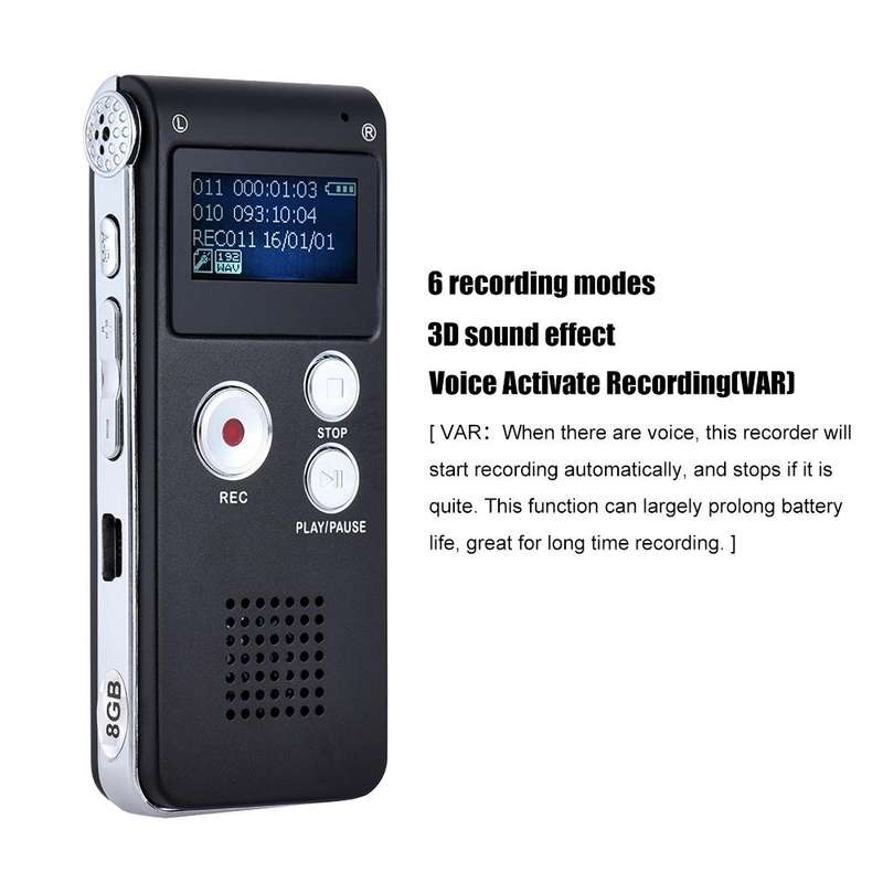 SK-012 4GB USB Dictaphone Digital Audio Voice Recorder with WAV MP3 Player VAR Function(Grey)