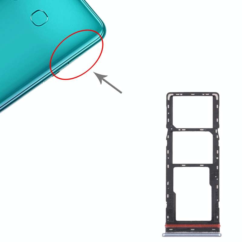 For Infinix Hot 10 X682B X682C SIM Card Tray + SIM Card Tray + Micro SD Card Tray (Silver)