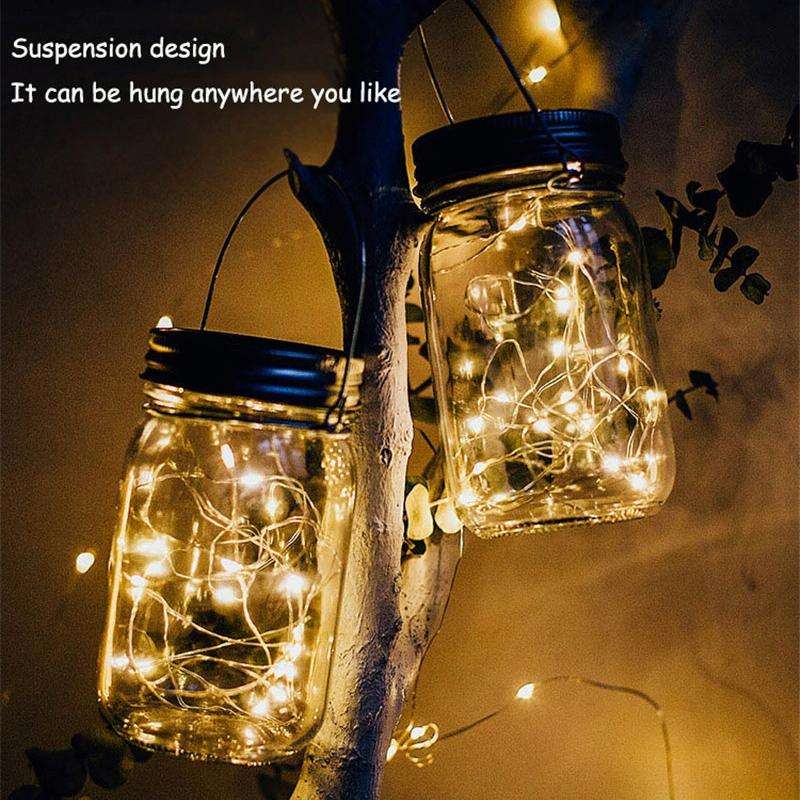 10 LEDs Solar Energy Mason Bottle Cap Pendent Lamp Outdoor Decoration Garden Light, Not Include B...