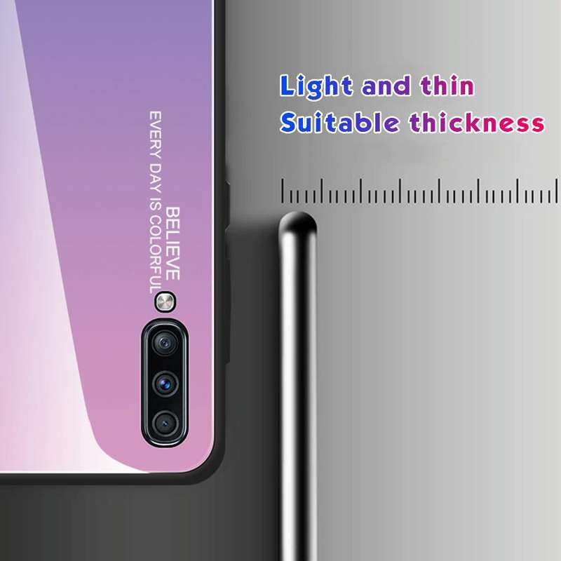 For Galaxy A70 Gradient Color Glass Case(Purple)