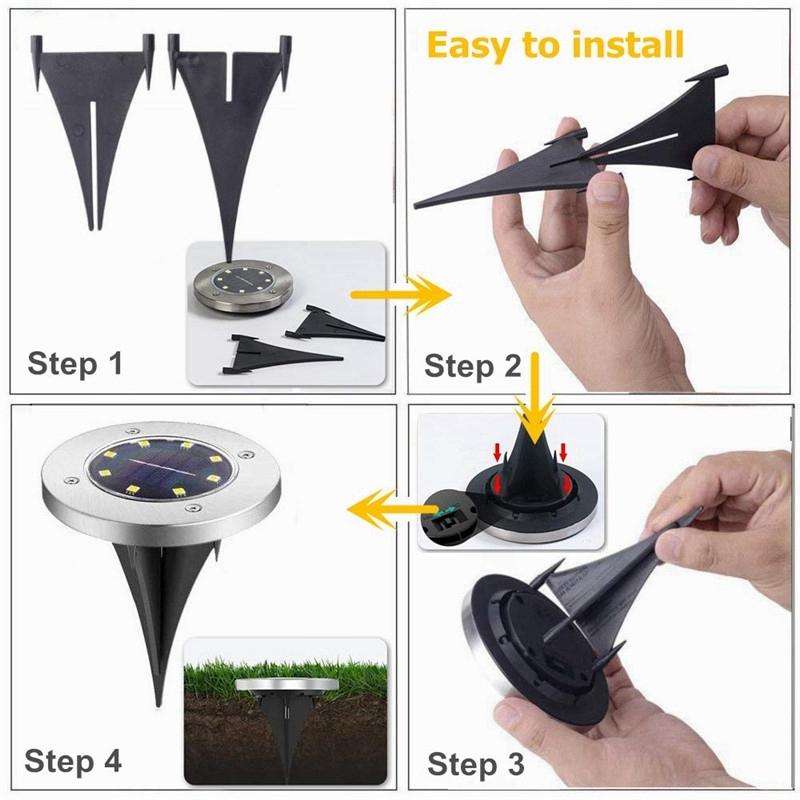 2 PCS 10 LEDs Solar Powered Buried Light Under Ground Lamp IP65 Waterproof Outdoor Garden Street ...