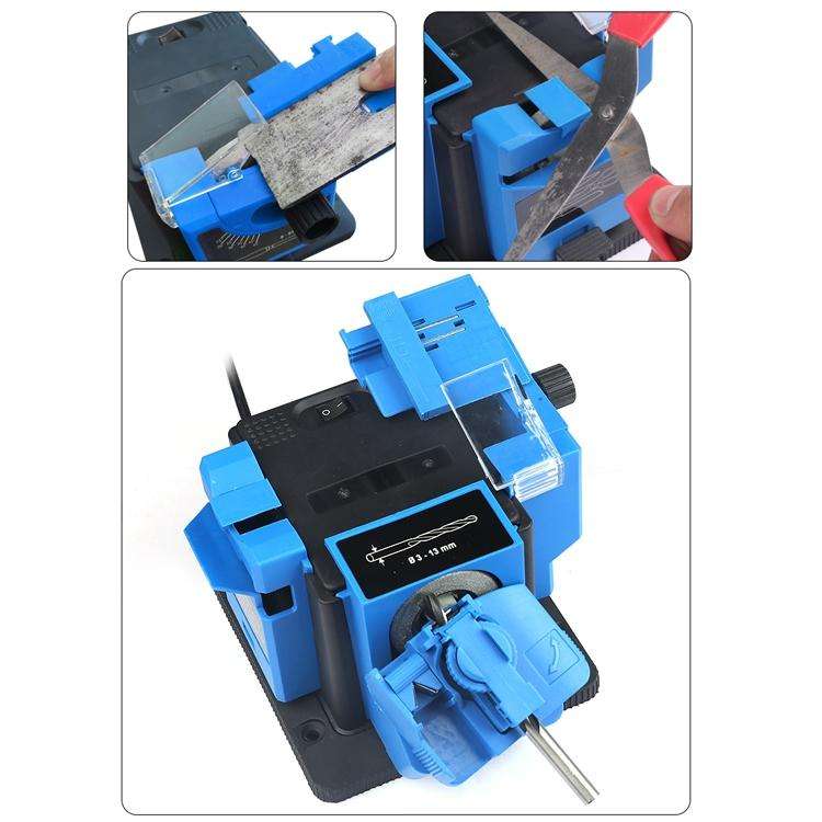 Electric Household Knife Sharpener Scissors Fruit Knife Drill Bit Sharpener(Blue EU Plug)