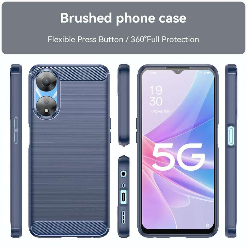 For OPPO A78 5G Brushed Texture Carbon Fiber TPU Phone Case(Blue)
