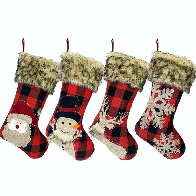 Christmas Ornaments Burlap Socks Candy Socks Gift Bag(Senior)