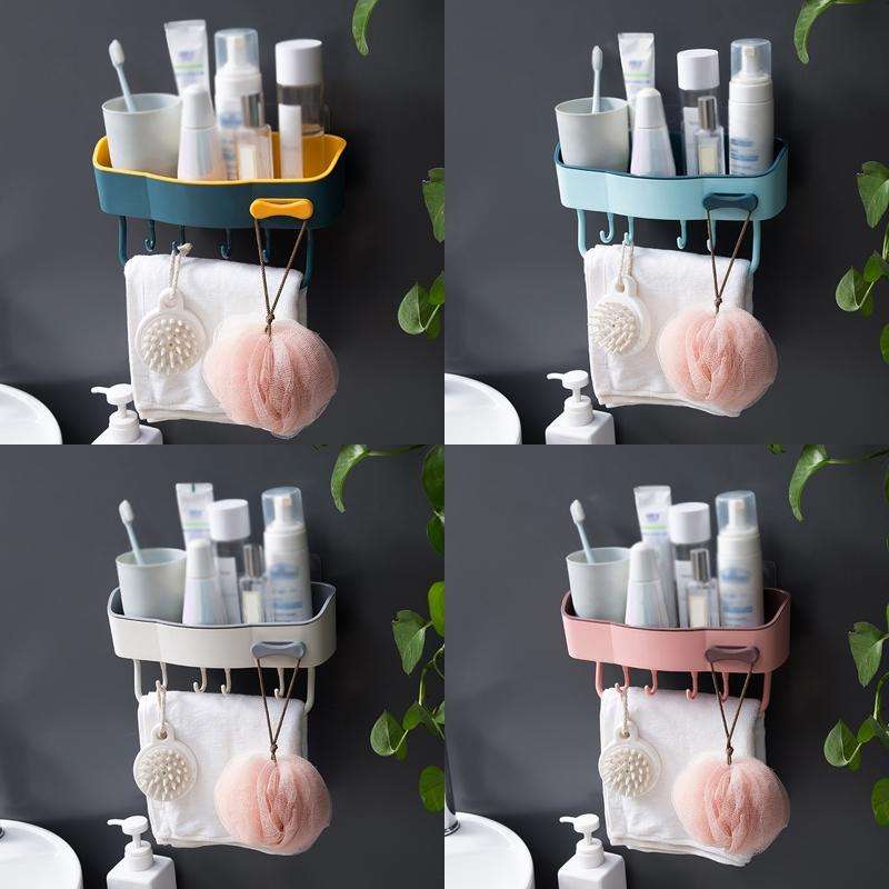 2 PCS Punch-Free Shelf Bathroom Suction Cup Storage Frame(White)