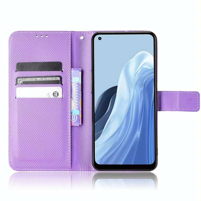 For OPPO Reno7 A Diamond Texture Leather Phone Case(Purple)