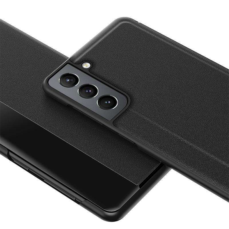 For Samsung Galaxy S22 5G Window View Leather Phone Case(Black)