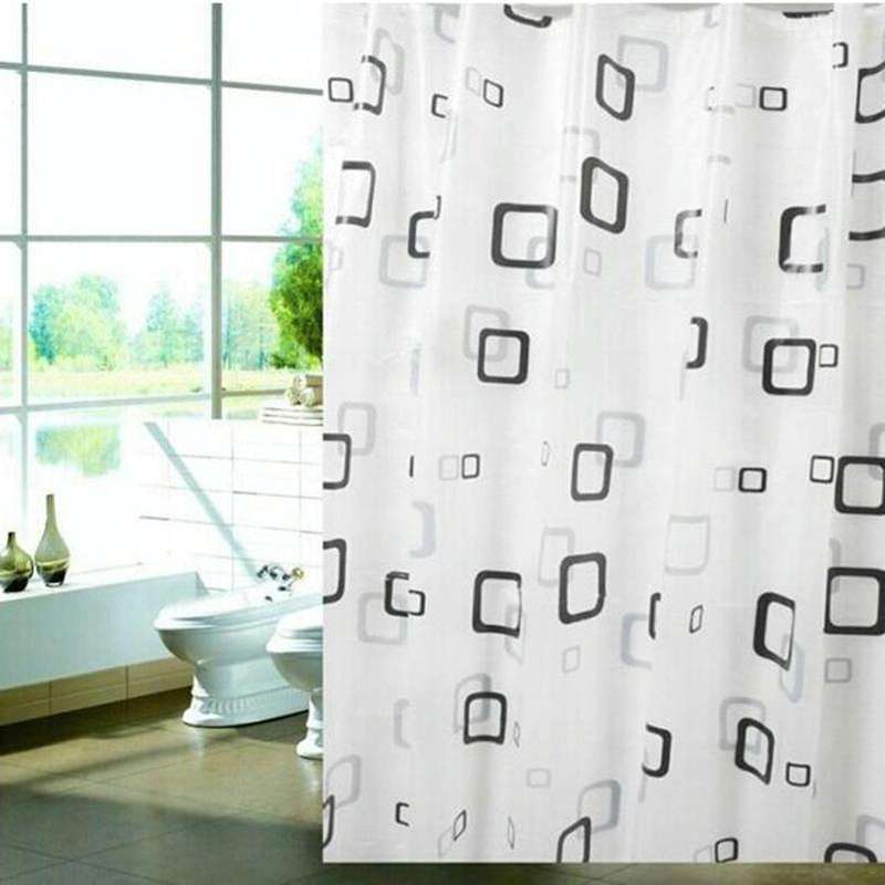Bathroom Thick Waterproof Shower Curtain, Size:180X200cm, Style:with Copper Buckle
