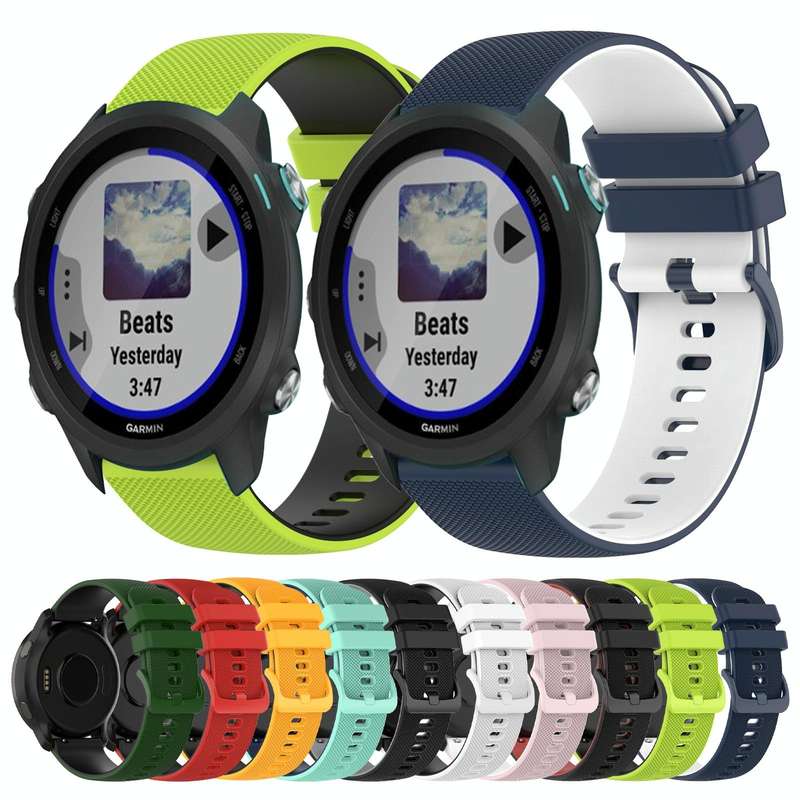For Garmin Forerunner 245 Music 20mm Checkered Two-Color Silicone Watch Band(Amy Green+Black)