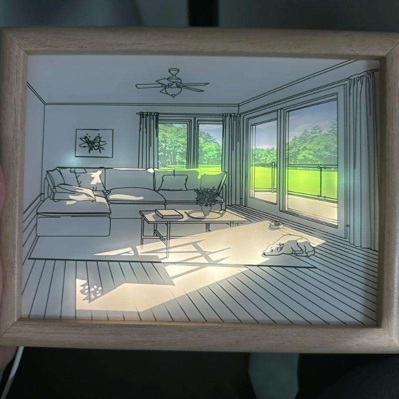 Three-Color Lighting Bedroom Bedside LED Luminous Decorative Painting, Size: Small(Mountain & River)