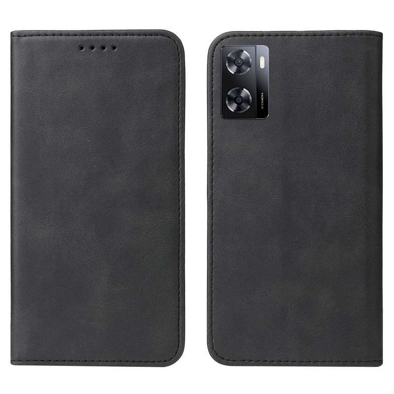 For OPPO A57 4G Magnetic Closure Leather Phone Case(Black)
