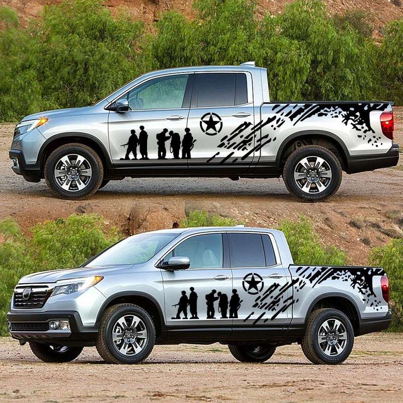 2 PCS/Set D-123 Soldiers Pattern Car Modified Decorative Sticker(Black)