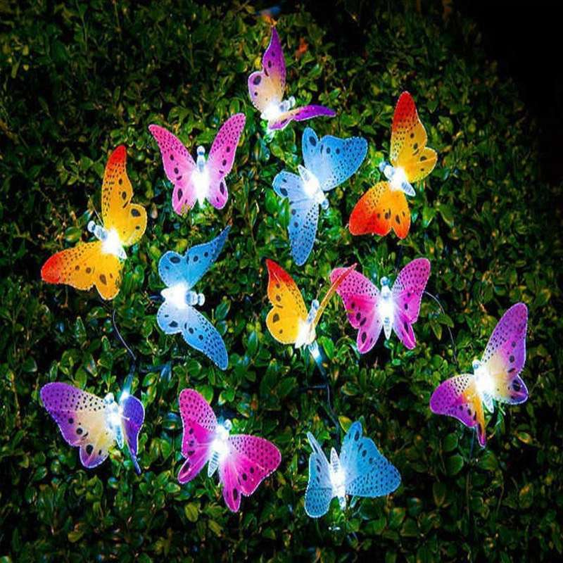 Solar Powered Butterfly Fiber Optic Fairy String Waterproof Christmas Outdoor Garden Holiday Ligh...