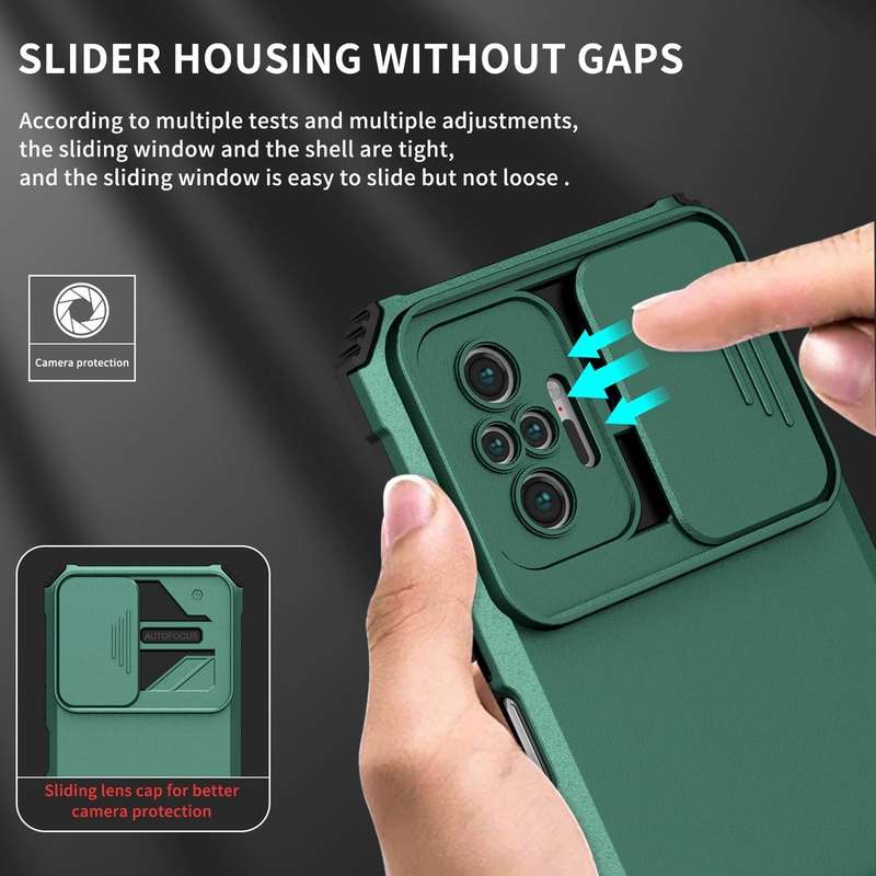 For Xiaomi Redmi Note 10 Pro 4G Stereoscopic Holder Sliding Camshield Phone Case(Green)