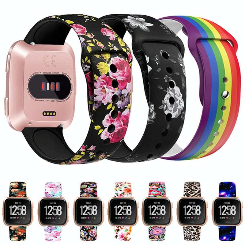 For Fitbit Versa 2 / Lite 22mm Reverse Buckle Printed Silicone Watch Band(Starry Sky)
