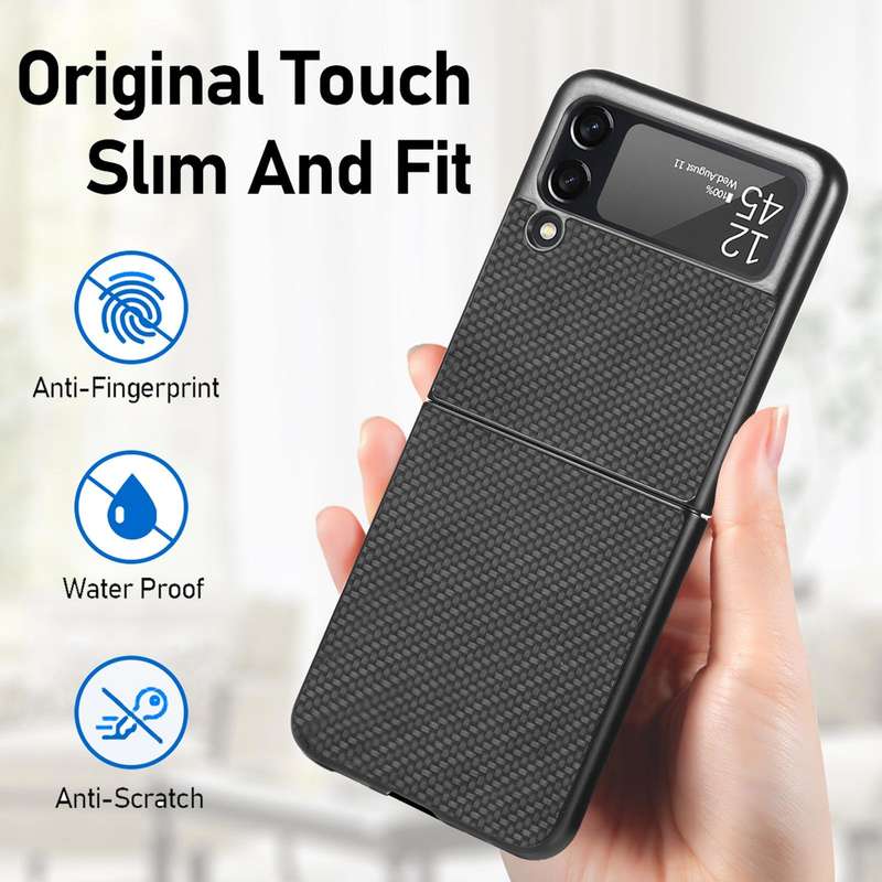 For Samsung Galaxy Z Flip4 Fiber Texture Fold Shockproof Phone Case(Black)