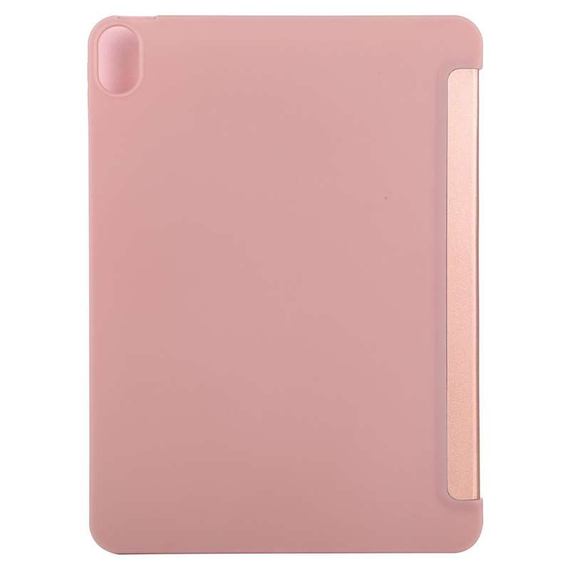 For iPad Air 2022 / 2020 10.9 Silicone 3-Folding Full Coverage Leather Case(Rose Gold)