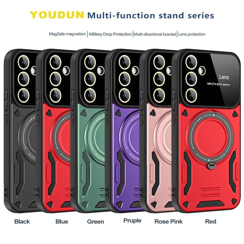 For Samsung Galaxy A34 5G Large Window MagSafe Holder Phone Case(Rose Gold)