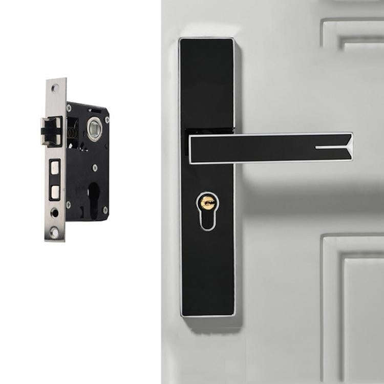 Mute Strong Magnetic Aluminum Alloy Interior Door Lock Door Bedroom Hardware Handle Lock, Color:B...