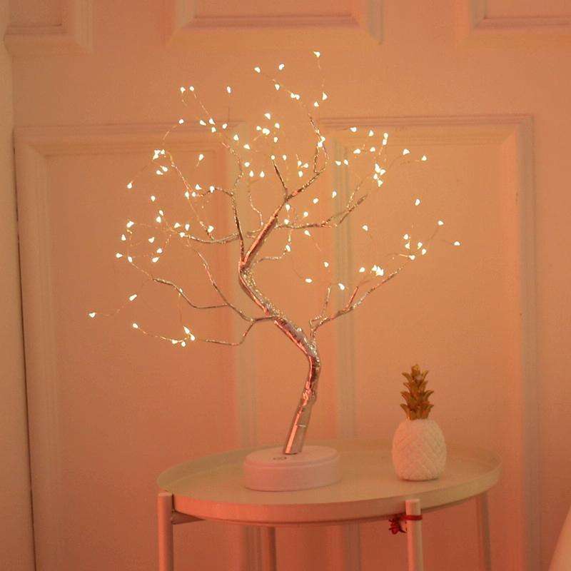 108 LEDs Copper Wire Tree Table Lamp Creative Decoration Touch Control Night Light (Warm White Li...