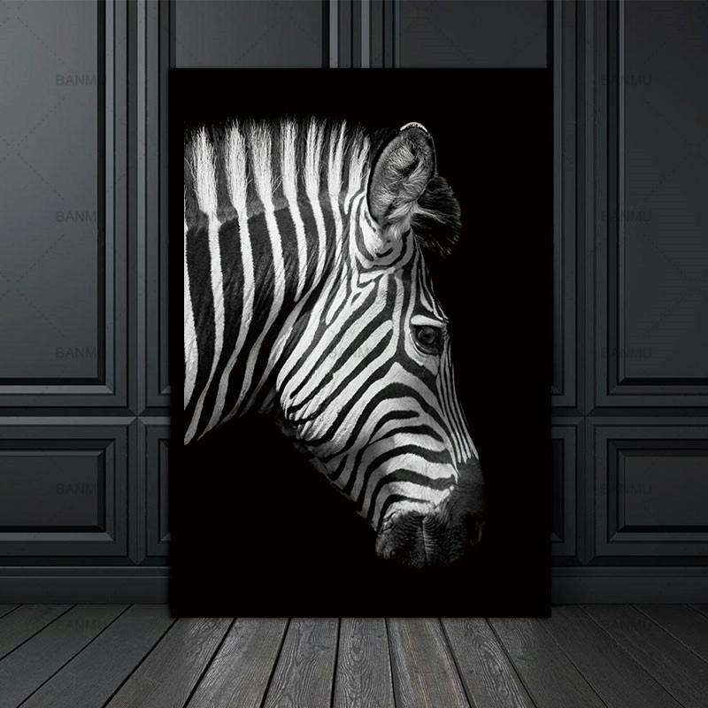 Simple Black and White Animal Decoration Painting Study Living Room Sofa Background Wall Painting...