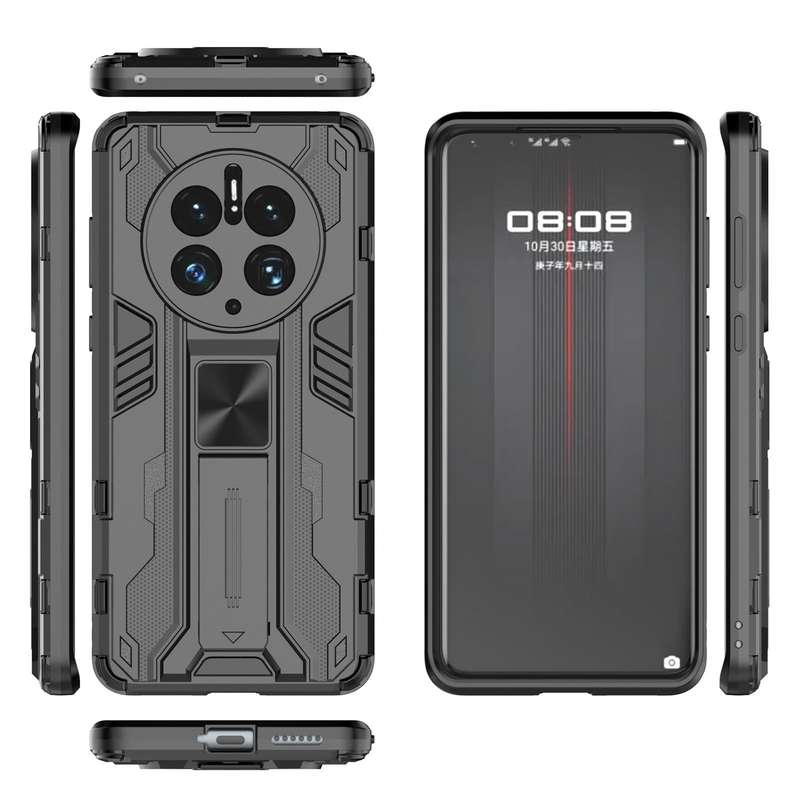 For Huawei Mate 50 Pro Supersonic Holder PC Soft TPU Phone Case(Black)