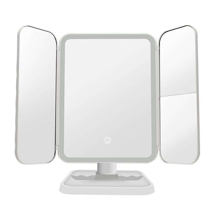 430 Three-Sided Folding LED Makeup Mirror Table Lamp Charging Style