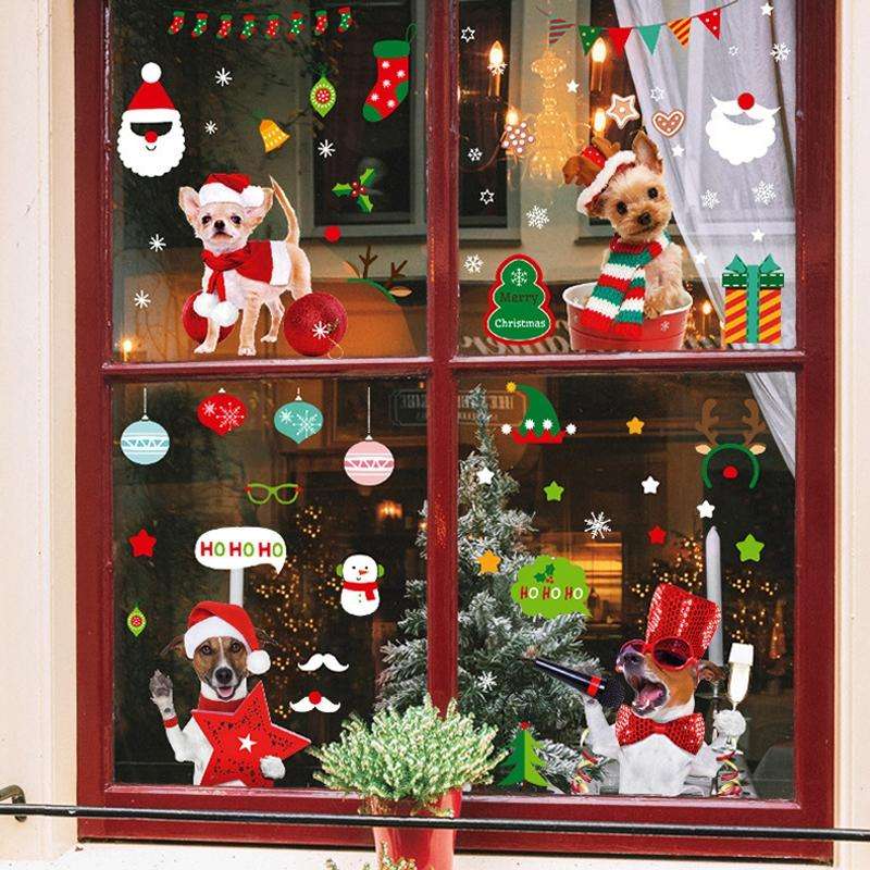 SKJD2312 Christmas Decorations Shop Window Kindergarten Layout Static Electricity Stickers