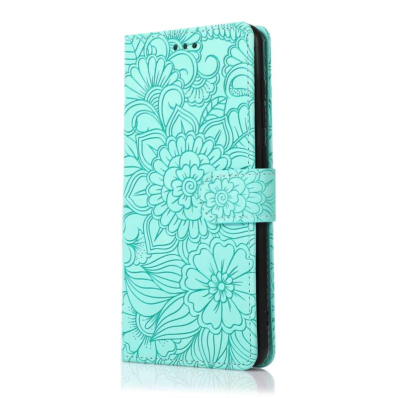 For Samsung Galaxy A21s Skin Feel Embossed Sunflower Horizontal Flip Leather Case with Holder & C...