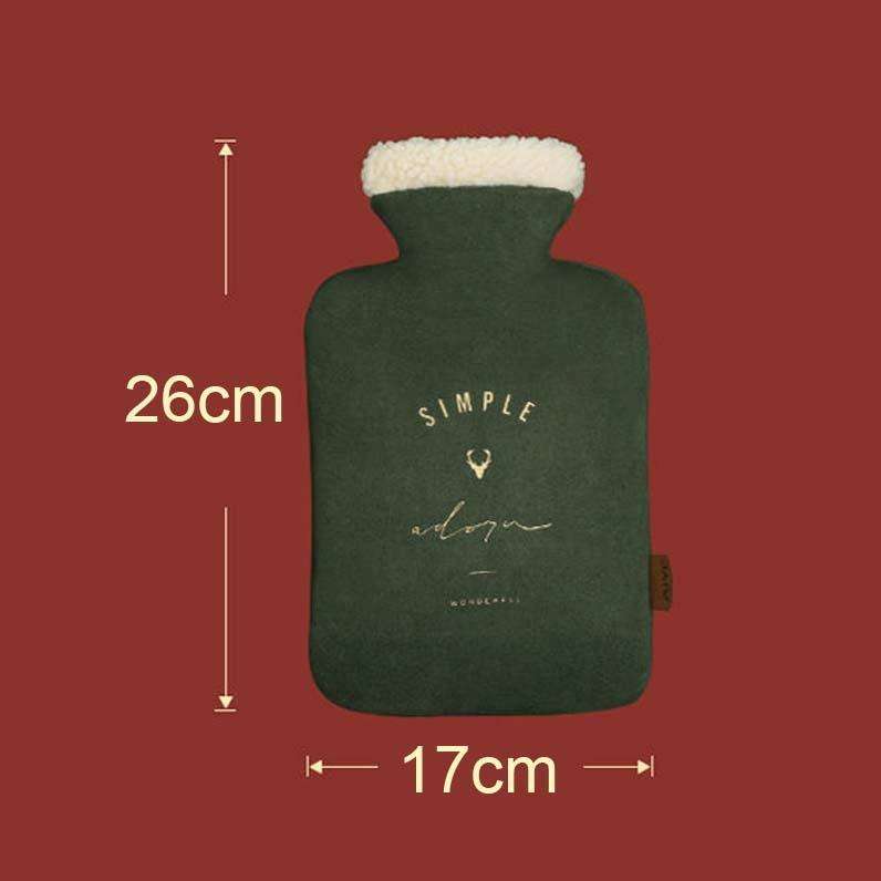 ZS0030 1000ml Plush Water-Filled Hot Water Bags Explosion-Proof Warming Water Bottle(Bean Red)