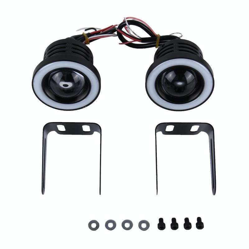 2 PCS 3 inch 10W 900 LM 6000K Car Fog Lights with Colorful Angle Eye Light, DC 12V(White Light)