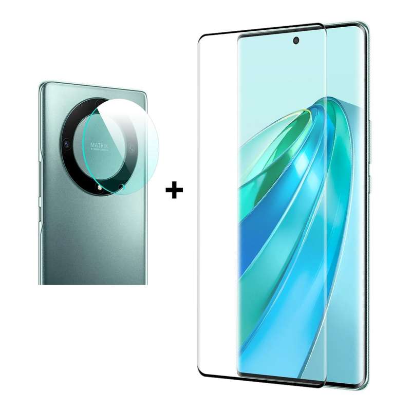For Honor X9A / Magic5 Lite ENKAY 3D Hot Bending Edge Glue Tempered Glass Full Film with Lens Film