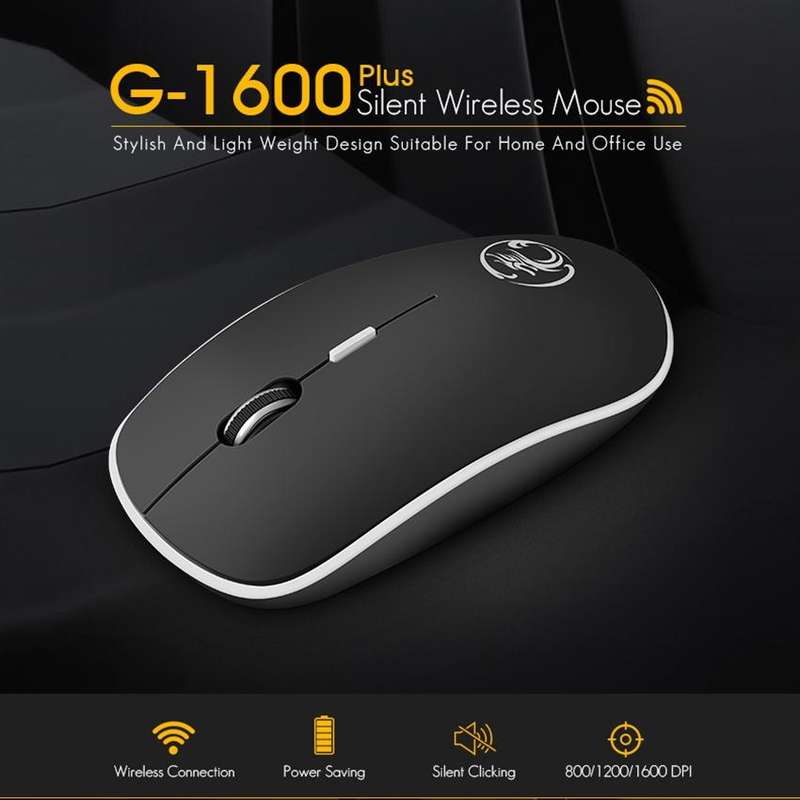 iMICE G-1600 Plus 2.4Ghz 1600 DPI Ergonomic Noiseless USB Mute Wireless Mouse