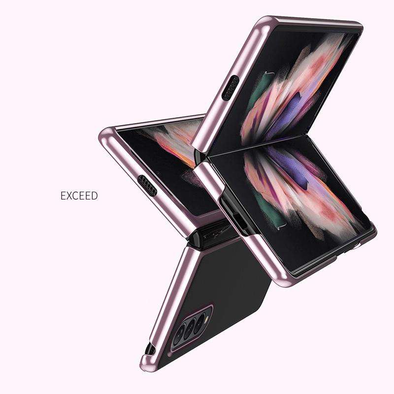 For Samsung Galaxy Z Fold3 5G Electroplated Transparent Folding Case(Black)
