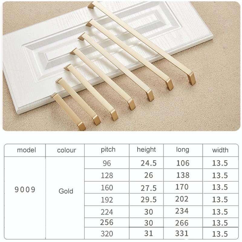 9009-256 Modern Simple Cabinet Door Handle Drawer Wardrobe Zinc Alloy Handle(Gold)