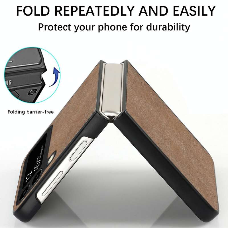 For Samsung Galaxy Z Flip4 Lambskin Texture Leather Folded Phone Case(Black)