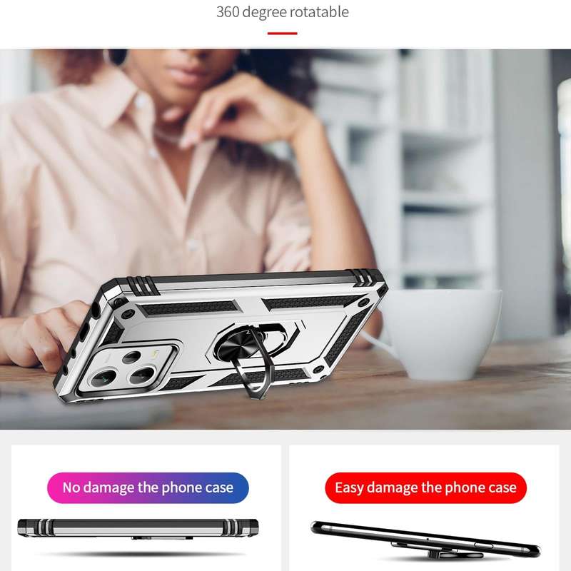 For Xiaomi Redmi Note 12 Pro+ Shockproof TPU + PC Phone Case with Holder(Silver)
