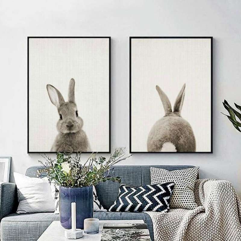 Rabbit Before and After the Computer Printing Decorative Painting Frameless Core, Size:13x18cm(Br...